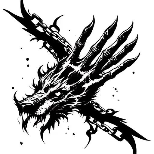 tyrs bloody hand chains fenrir tattoo design idea