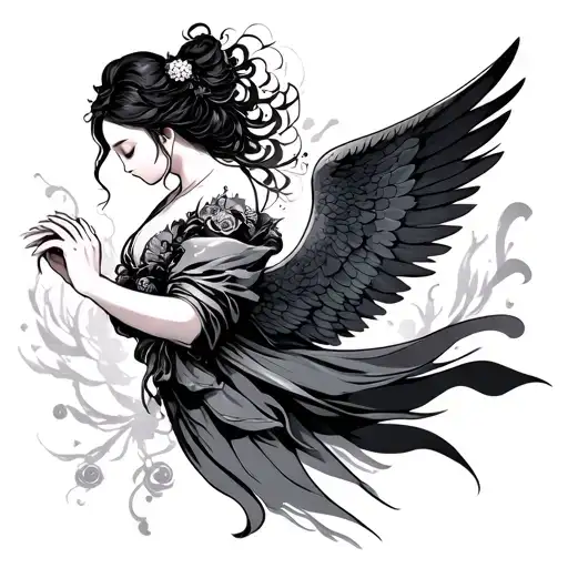 Japanese angel tattoo design idea