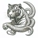 tiger and snake and sword tattoo design idea