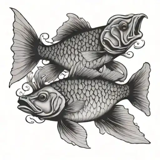 pices fish, one with 6 scales one with 4 tattoo design idea