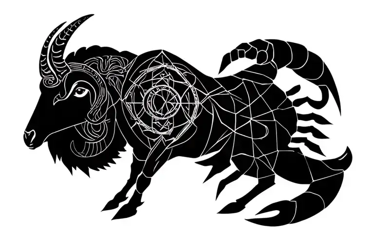 signs of the zodiac ram, sagittarius, bull, virgin and scorpion tattoo design idea