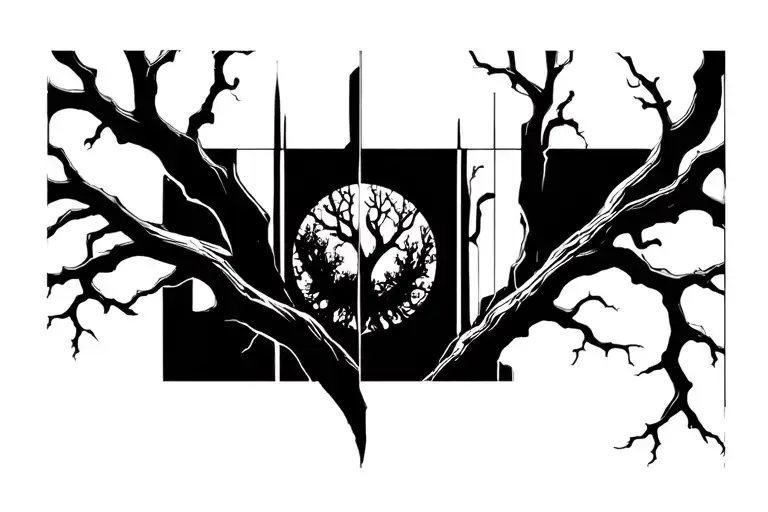 deth tree branches gothic tattoo design idea