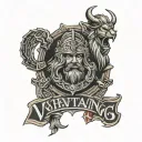 spartan with a lion face and in between there is vikings sign  tattoo design idea