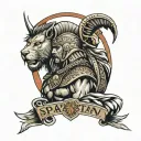 spartan with a lion face and in between there is vikings sign  tattoo design idea
