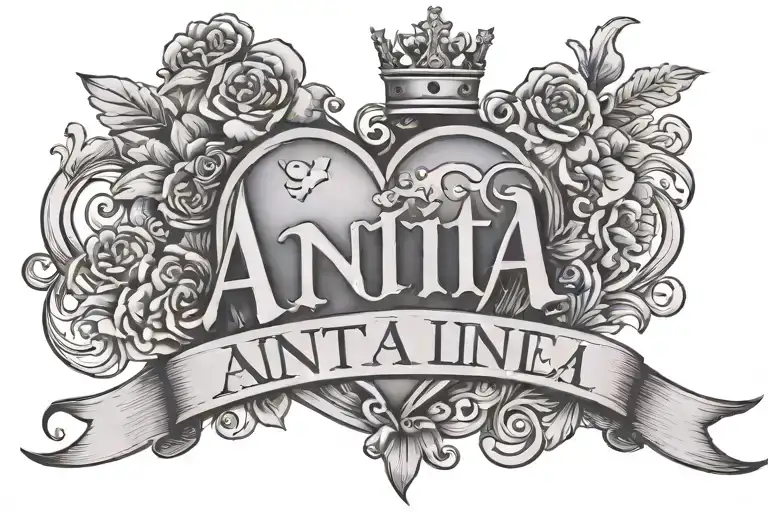 the name anita in king Lionel font with a heart at the end tattoo design idea