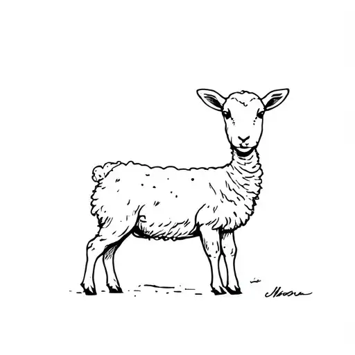 A lamb standing leaves the 99 tattoo design idea