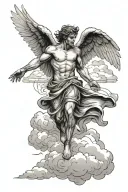 Icarus with clouds  tattoo design idea