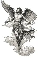 Icarus with clouds  tattoo design idea