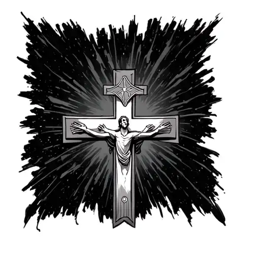 Cross with Luke 1:37 iside of it tattoo design idea