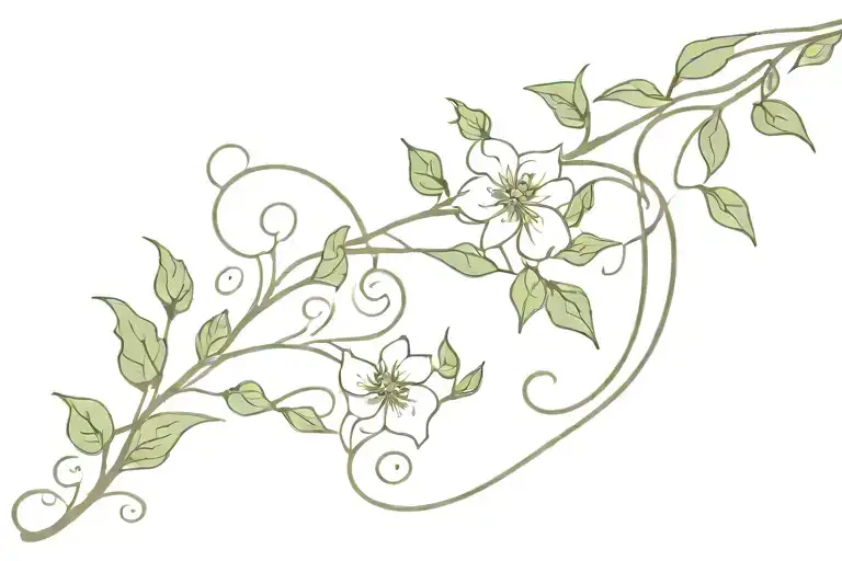 A delicate vine with flowers weaving across the scars, representing continuity, growth, and the beauty of life even in c tattoo design idea