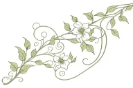 A delicate vine with flowers weaving across the scars, representing continuity, growth, and the beauty of life even in c tattoo design idea