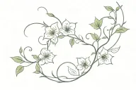 A delicate vine with flowers weaving across the scars, representing continuity, growth, and the beauty of life even in c tattoo design idea