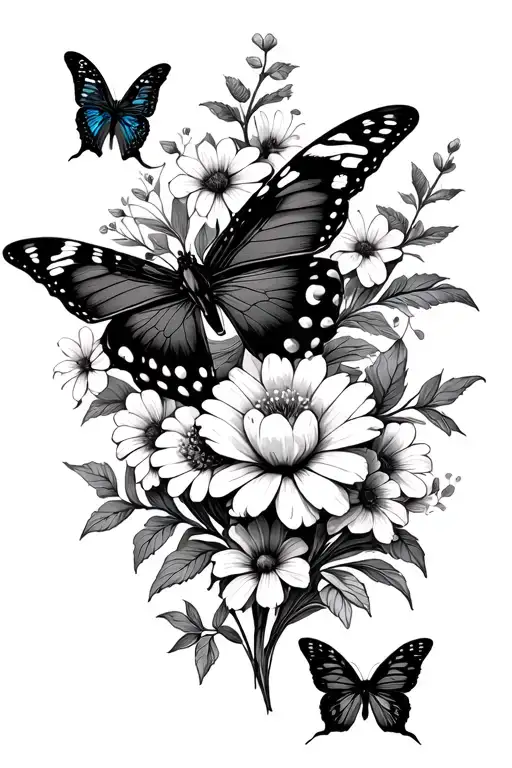 flowers butterflies Gemini 2008 tattoo design idea