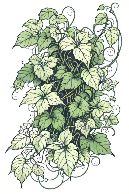 green creeper plants representing ambitious multifaceted life and passion tattoo design idea