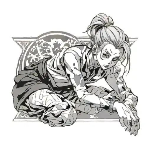 hisoka hunter x hunter girl sitting tattoo design idea