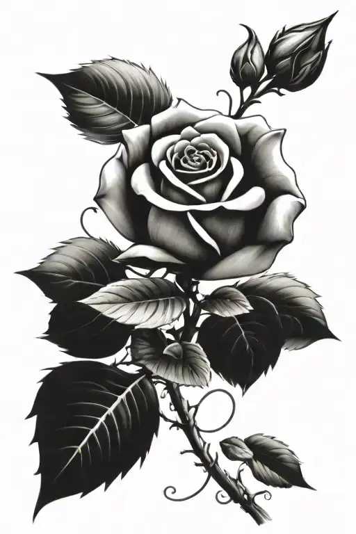 beauty and the beast rose wrapped tattoo design idea