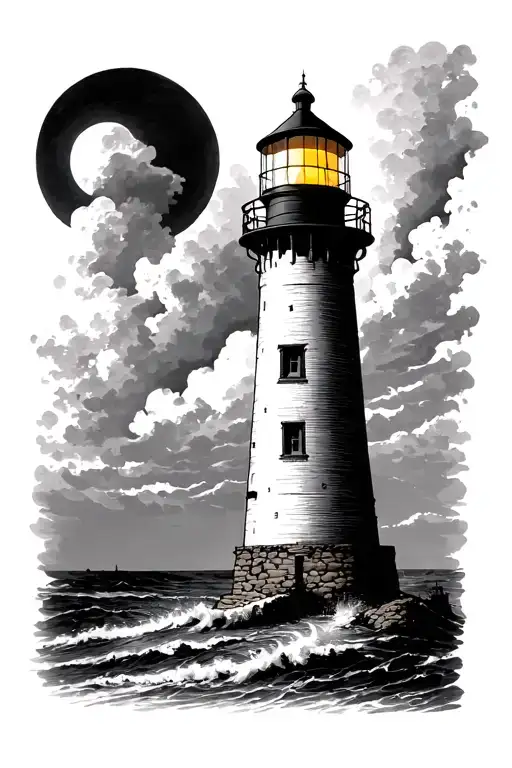 lighthouse, stage lighting tattoo design idea