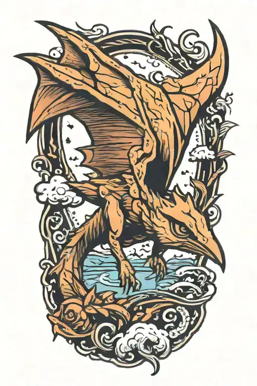 pterodactyl baby tattoo design idea