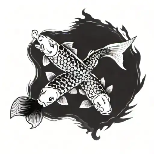 koi carps swimming in circle tattoo design idea