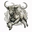 Brazen bull charging tattoo design idea