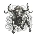 Brazen bull charging tattoo design idea