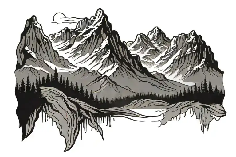 mountain range silhouette tattoo design idea