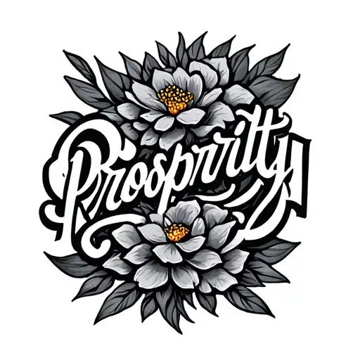 prosperity text tattoo vertical  tattoo design idea