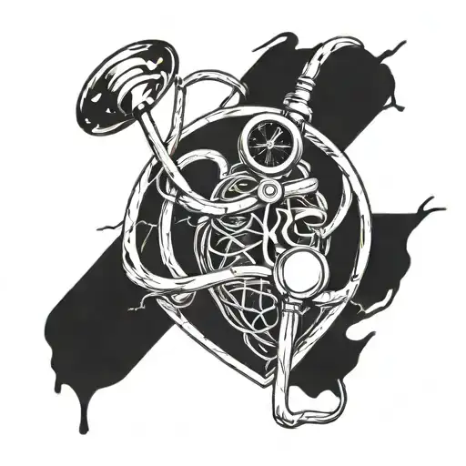 Heartbeat monitor intertwined with a stethoscope tattoo design idea