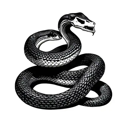 snake and skeleton  tattoo design idea