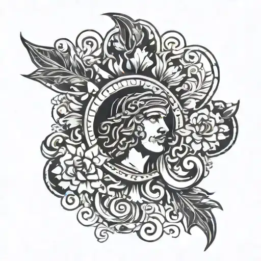 Sicilian trinacria with meander tattoo design idea