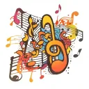 Music notes tattoo design idea