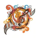 Music notes tattoo design idea