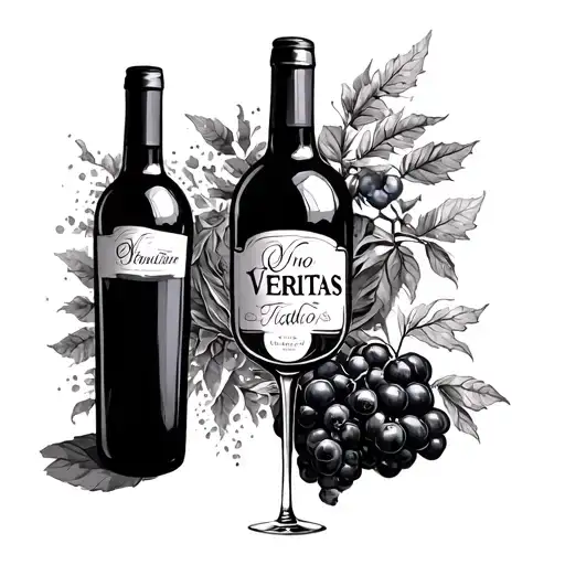 in vino veritas, wine bottle neck tattoo tattoo design idea