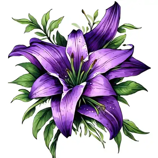 purple Lillie's with hidden semicolon tattoo design idea