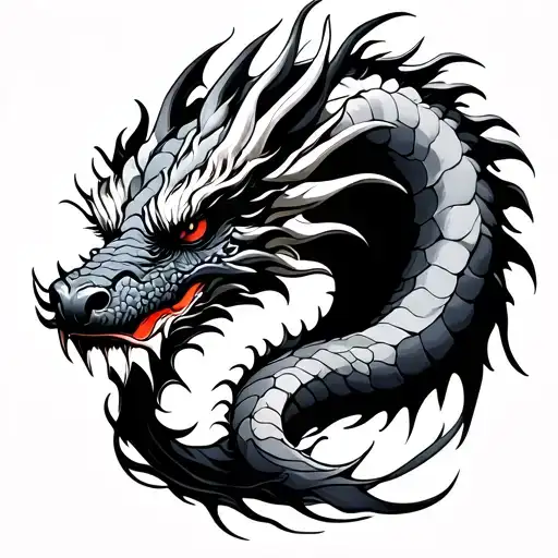 dragon and Japanese wind bars tattoo design idea