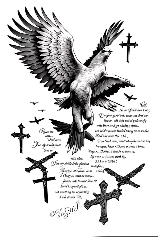 psalm 91 prayer with planes and crosses at the bottom  tattoo design idea