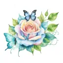 rose and butterflies tattoo design idea