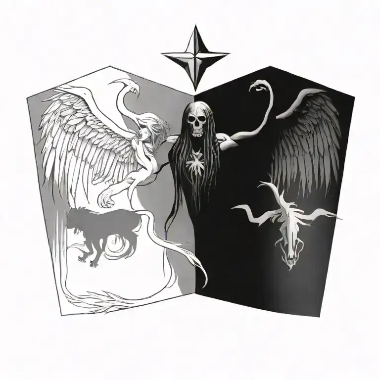 death angel love family strength courage bravery honor demon tattoo design idea