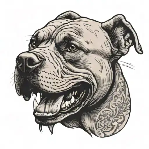 pitbull dog breed menacing old school style tattoo design idea