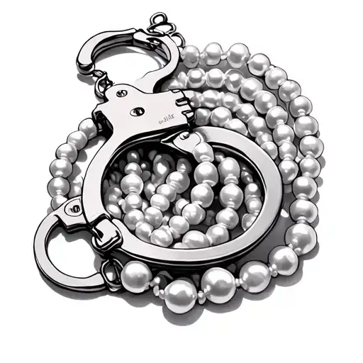 handcuffs and a strand of pearls inside tattoo design idea