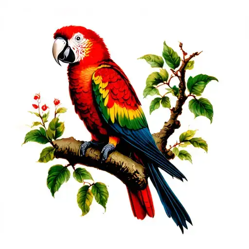 mourning parrot perched on branch tattoo design idea