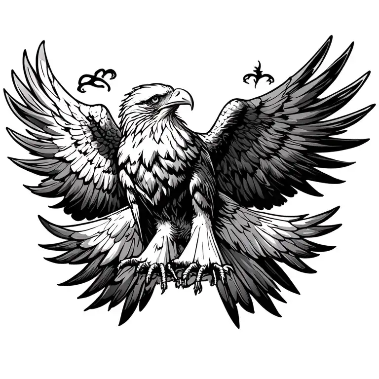 eagle with open wings spread wide open facing forward tattoo design idea
