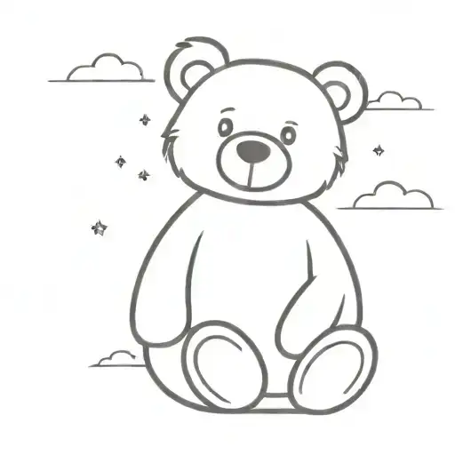 a teddy bear sitting looking up at the sky tattoo design idea