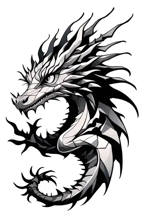 a dragon with eyes instead of scales and lightning around it tattoo design idea