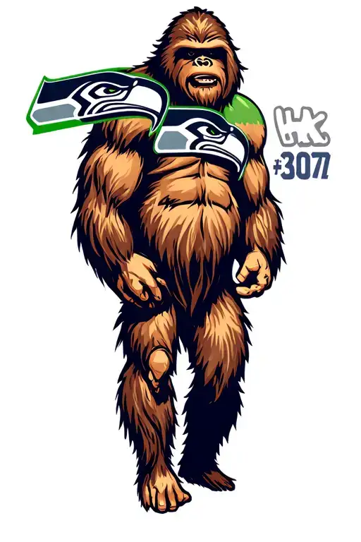 Sasquatch, the seattle seahawks logo, the maryland flad and #307 tattoo design idea