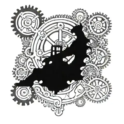 drilling rig drilling rig worker surrounded by gears tattoo design idea