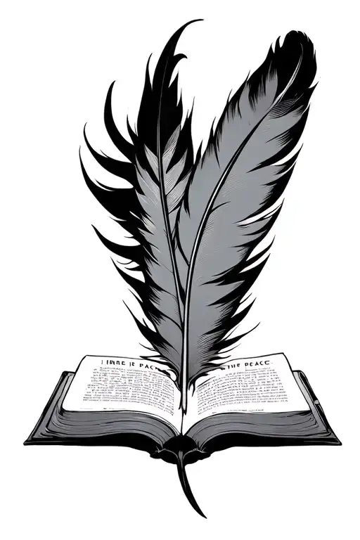 Lord Shens feather reading "inner peace" tattoo design idea