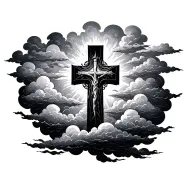  clouds around a cross with other additional features  tattoo design idea
