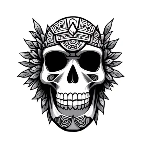 aztec skull face tattoo design idea