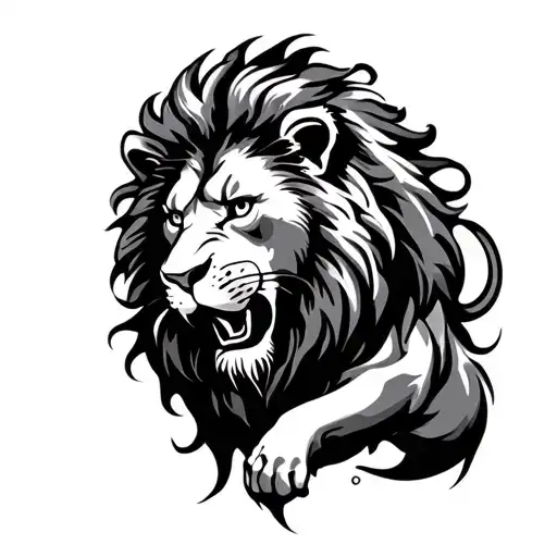 a lion with pain enduring symbol  tattoo design idea